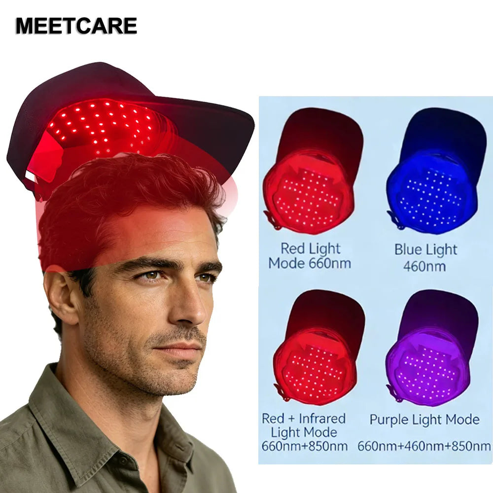 660Nm 850Nm near Infrared Red Light Therapy Hair Cap 56Pcs Led Bulbs Growth Hat Electric anti Hair Loss Relax Scalp Massager